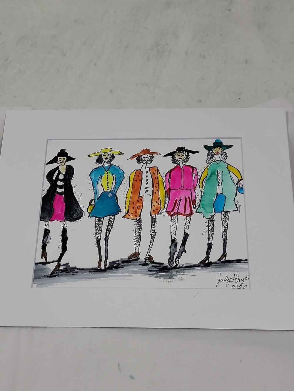 Women’s Fashion Illustration Print - Watercolor And Ink Signed Dated